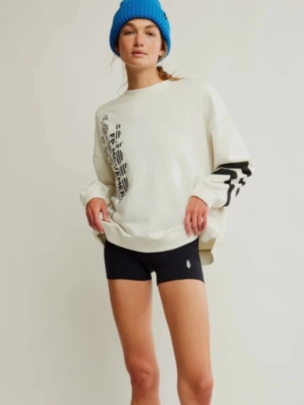 Free People Fp Movement All Star Buti Logo Crew Neck Pullover Sweatshirt Top M